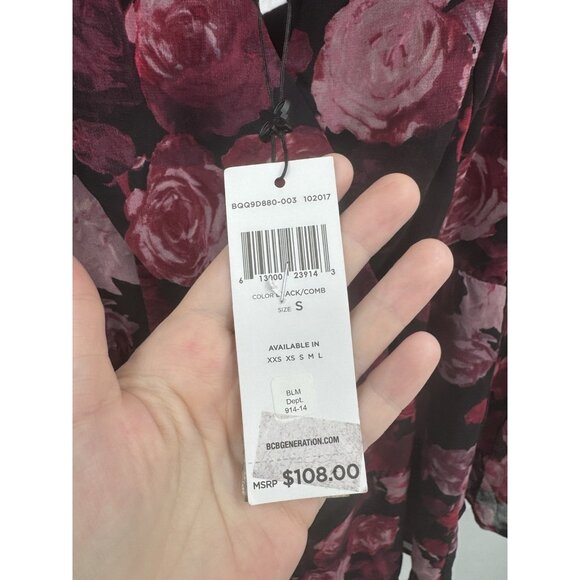 BCBGeneration Floral  Romper Women S Black Red Witchy Vampire Whimsigoth NEW - Picture 5 of 10